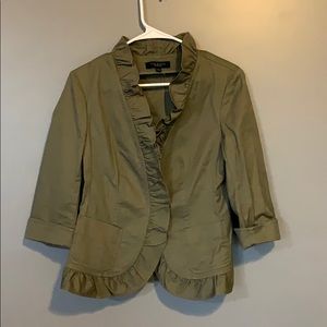 Talbots. Olive/Army Green ruffle jacket.